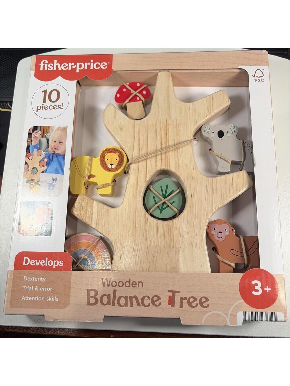 NEW Fisher Price Wooden Balance Tree Dexterity Developmental Toy
